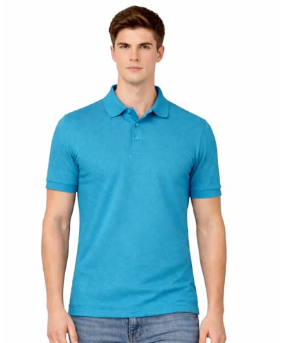 Image of AWG ALL WEATHER GEAR Men's Cotton Blend Polo T-Shirt | Plain Regular Fit | Soft Breathable Fabric | Casual & Formal Wear | Half Sleeve | Collared T-Shirt | Mens Tshirts | Tees for Man