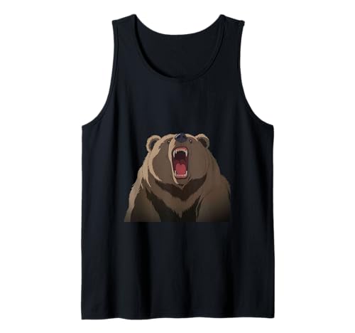 Feroz Oso Rugido Diseño Naturaleza Animales Arte Camiseta sin Mangas