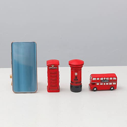 Toyvian Estatuetas de ônibus de cabine telefônica de Londres: 2 peças miniatura de ônibus modelo de