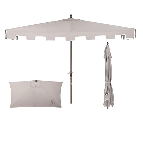 JONATHAN Y Sidney 9 ft. Crank Half Patio Market Umbrella, Gray