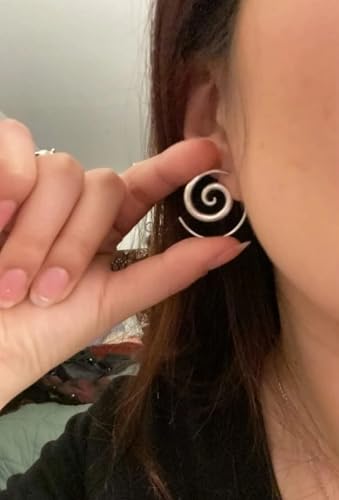Sterling Silver Simple Spiral Earrings, Handmade Minimalist Rustic Tribal Thick Swirl Hoop for Women or Men, 7/8 inches Medium size Coil Earrings3