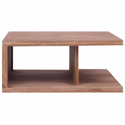 Table basse en teck massif 70x70x30 cm forme C avec grand compartiment ouvert pour salon - 4