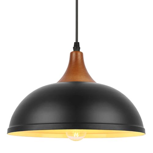 Luminaire suspendu industriel rétro métal noir cage E27 salon