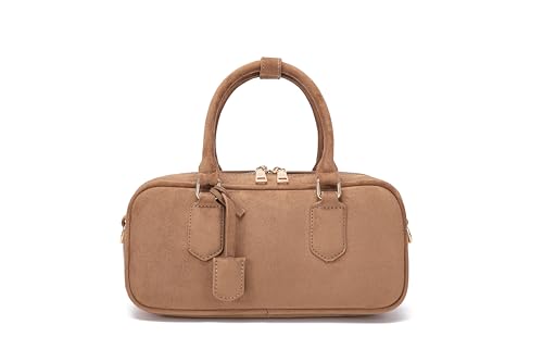 JOLLQUE Bolsa tiracolo de camurça para mulheres, bolsa de mão de outono e inverno, bolsa de ombro moderna pequena designer, Caqui, Small