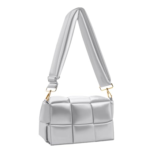 Image of Shoulder Bag Lightweight Puffer Tote Crossbody Bag Handwoven for Women | waterproof nylon, durable, soft padded texture, versatile for travel, work, weekend, everyday, adjustable strap