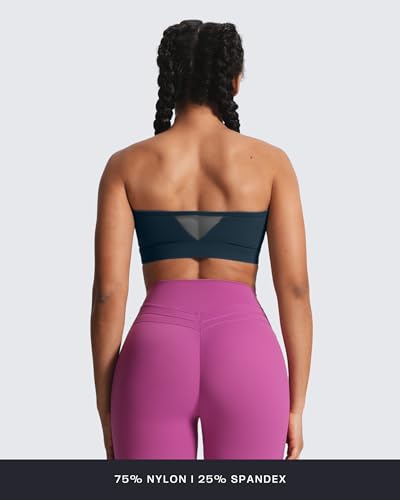 Image of Aoxjox Women's Workout Strapless Bandeau Mesh Bras Training Fitness Running Yoga Crop Tank