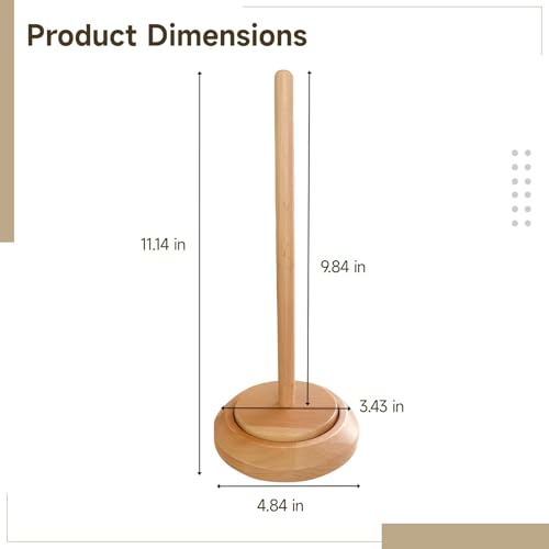 Image of Wooden Yarn Holder Stand, Natural Wood Yarn Holder, Smooth Rotating Knitting Ball Dispenser, Portable Single Spindle Crochet Accessory for Crafters, Bearing Twirling Mechanism