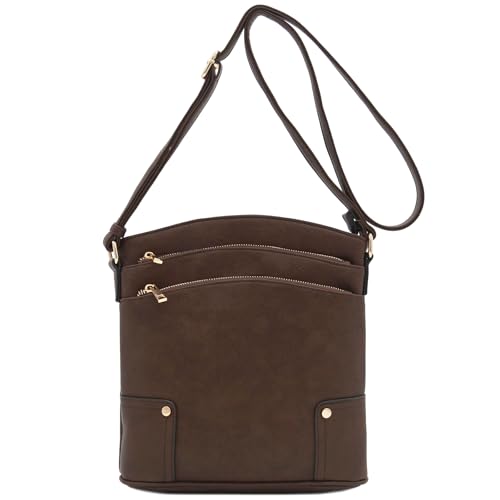 Image of ALYSSA Triple Zip Pocket Large Crossbody Bag