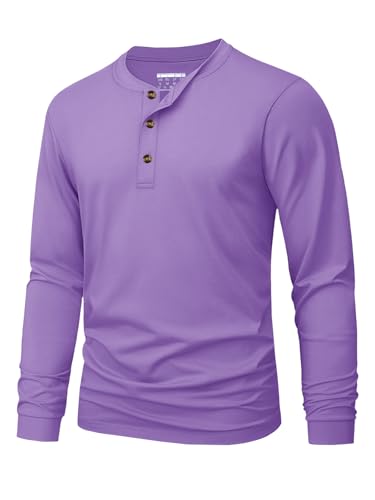 Image of MAGNIVIT Men's Long Sleeve Henley Shirts Cotton 3-Button Spring Casual T-Shirts Solid Color Soft Basic Tops 2026