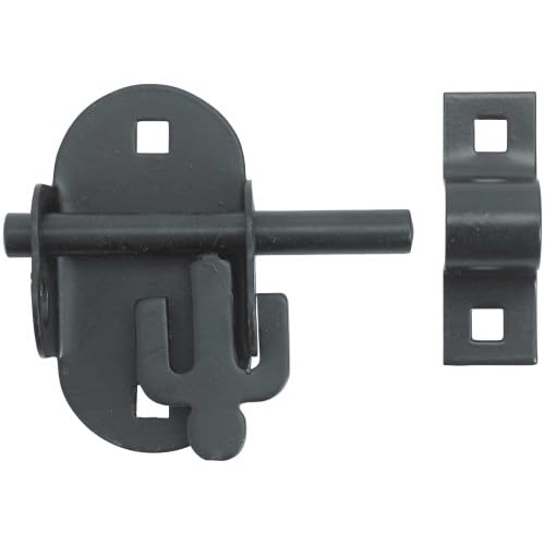 Image of Oval Pad Bolt 4" Black Security Gate Shed Door Lock 102mm Padbolt Latch Bolts