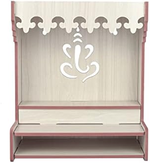 nexat Traditional MDF Wooden Door Temple | Compact Mandir with Doors for Home, Office & Worship (526)
