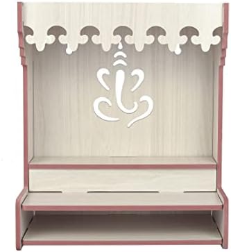 Traditional MDF Wooden Door Temple | Compact Mandir with Doors for Home, Office & Worship (526)