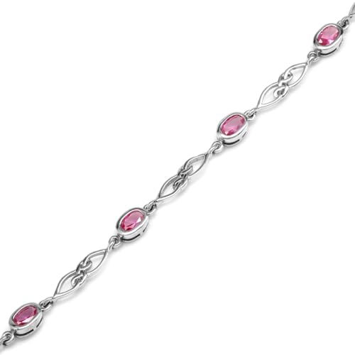 Image of Silvershake Birthstone Gemstones White Gold Plated or Yellow Gold Plated 925 Sterling Silver Scroll /Filigree Celtic Knot Weave 7.25 to 8.75 Inch with Adjustable Extension Bracelet Jewelry for Women