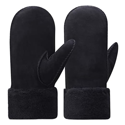 Harssidanzar Damen Fäustlinge,Winter Schaffell Lammfell beheizte warme pelzige Stulpenhandschuhe Lederhandschuhe KL024EU, Schwarz, Größe S