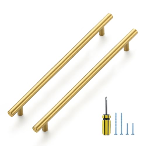 Ravinte Brushed Gold Cabinet Handles,Round T Pulls,8-13/16 Inch,30 Pack
