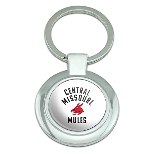 GRAPHICS & MORE University of Central Missouri Mules Keychain Classy Round Chrome Plated Metal