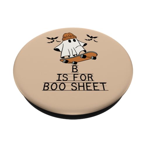 B Is For Boo Sheet Halloween Costume Funny Adult Ghost PopSockets Swappable PopGrip, Black - Image 2