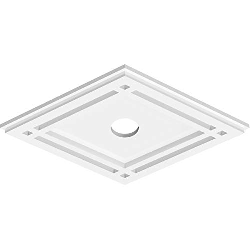 Image of Ekena Millwork CMP18X12DD-02000 Diamond Architectural Grade PVC Contemporary Urethane Ceiling Medallions 18 inchW x 12 inchH x 2 inchID x 6 1 /4 inchC x 1 inchP