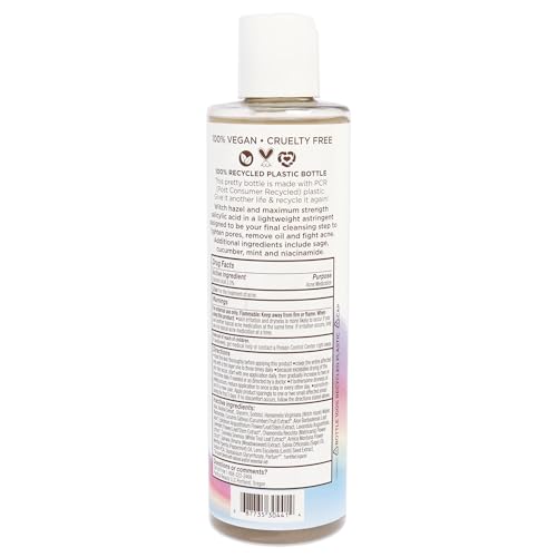 Pacifica Beauty, Acne Warrior Clearing Astringent, Salicylic Acid, Niacinamide, Witch Hazel, Cucumber, Face Toner, Oily/Acne Prone Skin, Paraben Free, Sulfate Free, Vegan & Cruelty-Free