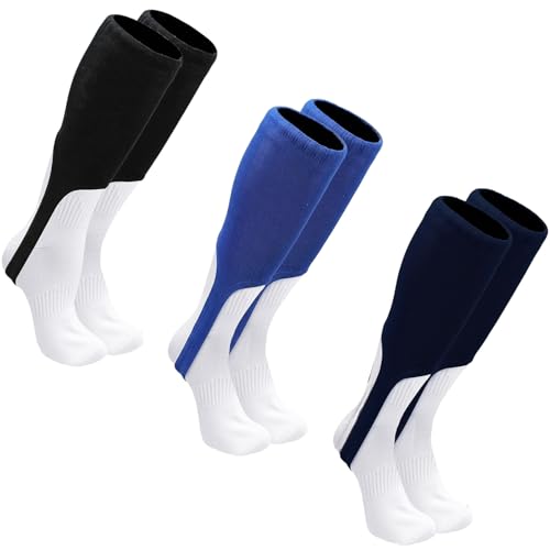Cuffbow 3 Pairs Baseball Softball Stirrups 9 Inch Unisex Sports Solid Color Stirrup Socks for Adult, Baseball, Softball & Team Sports