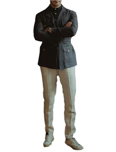 Costume en lin homme 2 pièces ivoire coupe casual chic confortable