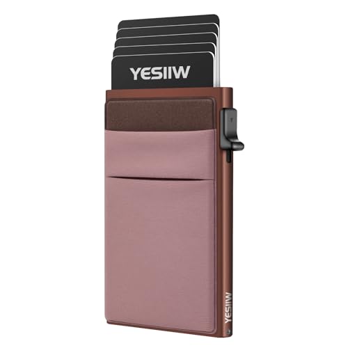 YESIIW Slim Money Pocket Wallets for Women, Minimalist Slim RFID Blocking Womens Front Pocket Wallet with 8 Card Slots Gift for Her Lady Girls Mocha Brown - Main Image