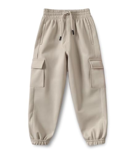 Image of Trampoline Boys & Girls Cotton Terry Cargo Joggers with 4 Utility Pockets | Elastic Waist with Drawstring | Ribbed Cuffs | Soft Kids Jogger Pants for Casual Wear & Outdoor Play