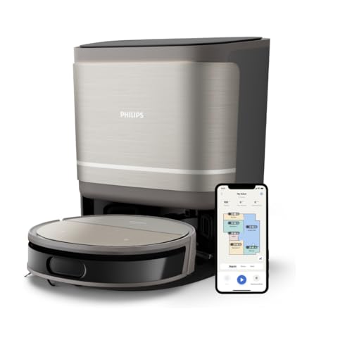 Philips Serie 9000 Robot aspirapolvere e lavapavimenti - Aspirazione ultra-forte, lavaggio con acqua pulita, stazione all-in-one, rilevamento ostacoli, controllo tramite app (XU9100/10)