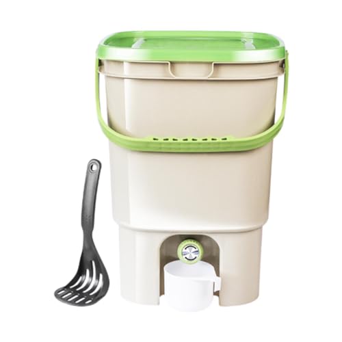 LOVIVER 21L Kitchen Compost Bin Food Waste Bucket for Kitchen Countertop with Lid Compost Bucket for Indoor Outdoor Household Balcony, Light Green