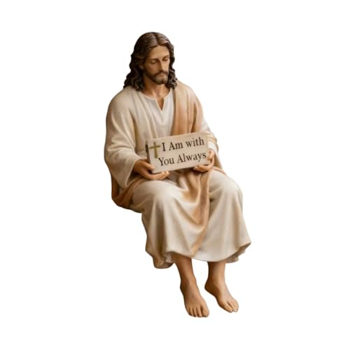 Milageto Statuette Jésus Christ en Résine, Sculpture Religieuse, Décoration Intérieure Spirituelle, Statuette Foi Chrétienne pour Décoration de Pâques,...