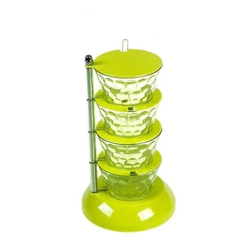 pipisweet Caja de condimentos giratoria vertical con diseño giratorio transparente, caja de especias para tarro de sal, cuchara, estante giratorio de almacenamiento, herramientas de cocina (4 capas