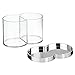 mDesign Plastic Canister Jar Organizer Set with Storage Lid - Home Decor Holder for Bathroom/Restroom Vanity Countertop, Cabinet - Holds Cotton Balls, Soap - Lumiere Collection - Clear/Chrome