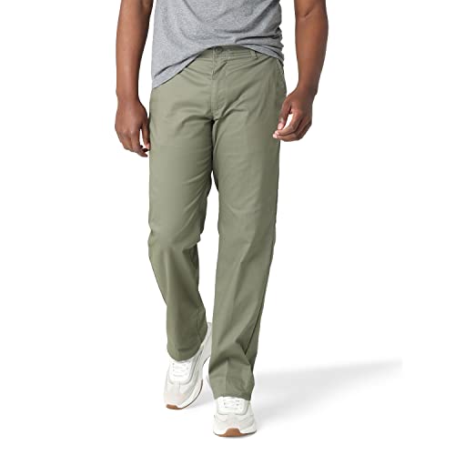 Lee Men's Extreme Motion Flat Front Regular Straight Pant Muted Olive 36W x 32L