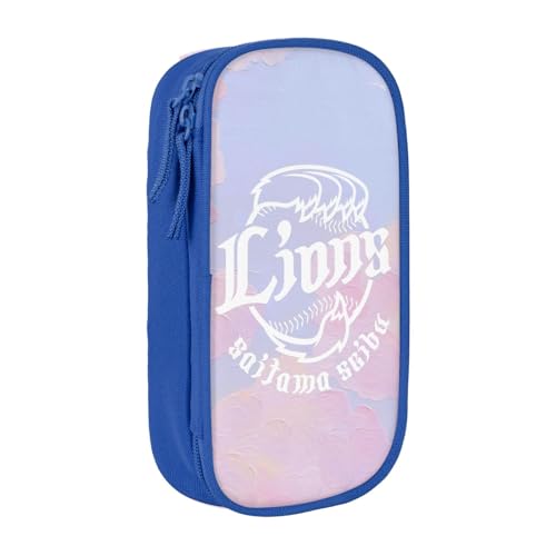 埼玉西武ライオンズ ペンケース 筆箱 筆入れ 大容量 文具収納 ペン袋 男の子 女の子 社会人 小学生 中学生 高校生用 入学祝い Blue