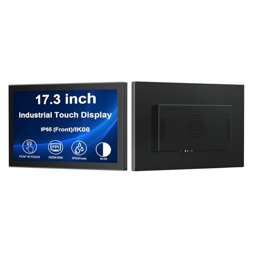 Image of VSDISPLAY 17.3'' 1920x1080 Industrial Touch Monitor IP65 Front Waterproof | IPS LCD Display,10-Point Capacitive Touch, with H /D VGA Interface for Industrial Outdoor Kiosk Use