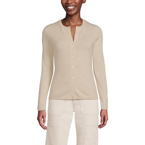 Image of Lands' End Womens Cashmere Cardigan Sweater Champagne Regular Small
