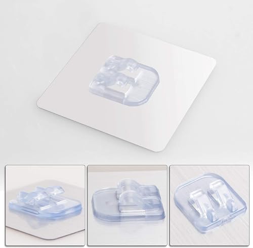 Image of 10 Pack Bathroom Shelf Adhesive Hooks Strong Sticker Hooks for Shower Caddy Basket Double Claw V Shape Heavy Duty PVC Wall Mounted Hooks No Drill Hanging Holder for Kitchen & Bathroom