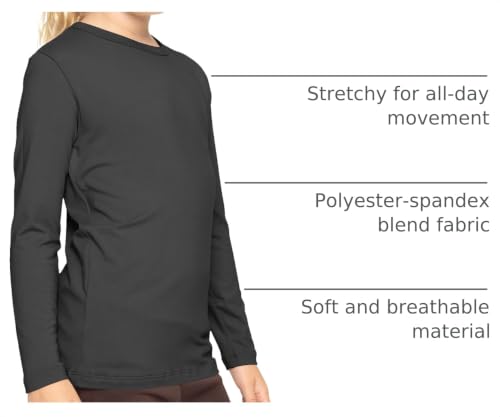 Image of Shirts for Girls Long Sleeve Crew Neck Top, Hoodie or 3 /4 Sleeve Soft Stretch Kids Lightweight Size 2-16