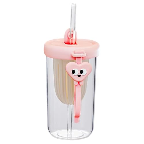 Image of Round Wave Cola Mug Can Sipper with Straw - 530ml Reusable Aesthetic Glass Tumbler for Juice, Milk, Smoothies, Iced Coffee, Tea, Water & More - Durable Drinking Cup (Glass)