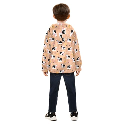 Cute Cow Toddler Fleece Jacket Baby Boys Hooded Zipper Long Sleeve Thick Warm Outerwear 3-10 Years4