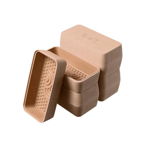 myromy® 4 Stück – Brick BBQ Mini-Bräter aus Keramik – Bräter, Dampfgarer, Schmortopf mit Aroma-Noppen – Grillschale & Auflaufform für Grill, Backofen & Mikrowelle – Brotbacktopf, spülmaschinengeeignet