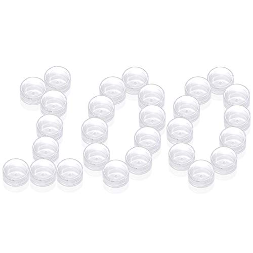 PUDSIRN - Juego de Rondas vacías para muestras de cosméticos con Tapa de plástico para cremas, Esmalte de uñas, bálsamo Labial, Brillo de Labios, Maquillaje, 3 g-100 Unidades, 3g