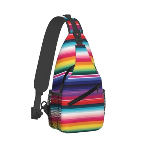 Bolso Sling para Hombre y Mujer con Rayas Mexicanas Coloridas miniatura 7