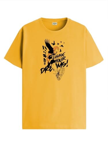 Image of ADRO Men's Cotton Comfort Fit Anime T Shirt - Premium Printed Haikyuu Tshirt - Perfect for Haikyuu Fans Print and Comfortable Fit T-Shirt