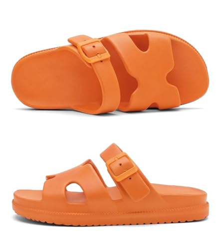 Image of Haifago Women's Flat Sandals with Arch Support, Summer Beach Slip on Slides Comfort Lightweight H-Strap Sandal Adjustable Buckle