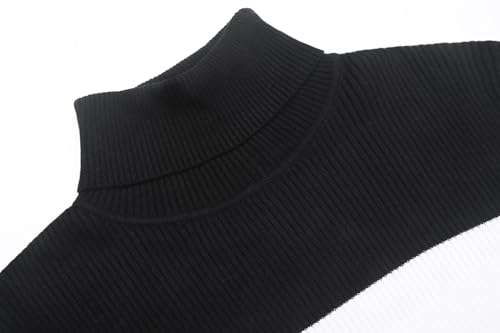Image of COOFANDY Mens Ribbed Slim Fit Knitted Pullover Casual Turtleneck Sweater