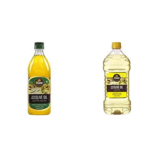Image of DiSano Extra Virgin Olive Oil, First Cold Pressed, 1L + DiSano Extra Light Olive Oil, Ideal for Indian Cooking, 2L