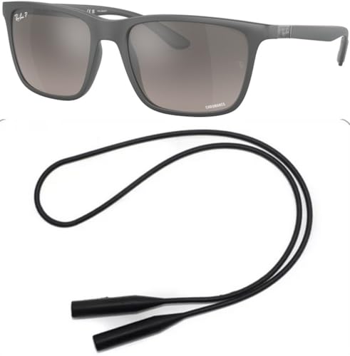 Ray-Ban RB4385 Sunglasses Bundle: RB 4385 60175J Matte Grey Grey Mirror Polar and Universal Anti-slip Silicone Leash2
