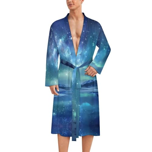 Starry Sky Funny Men's Robe Soft Lightweight Bathrobe Long-sleeve Spa Robes