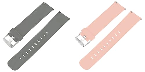 Image of ACM Pack of 2 Watch Strap Silicone Belt 22mm compatible with Beatxp Unbound Neo Smartwatch Casual Classic Band (Grey /Creame Pink)